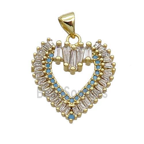 Copper Heart Pendant Pave Zircon Gold Plated