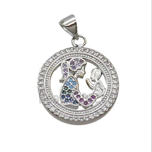 Copper Mother LoverBaby Pendant Pendant Pave Zircon Multicolor Platinum Plated