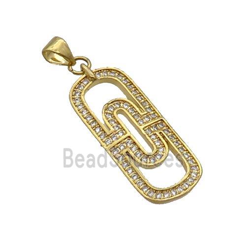 Copper Rectangle Pendant Pave Zircon Gold Plated