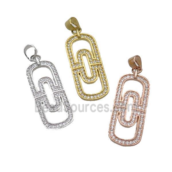 Copper Rectangle Pendant Pave Zircon Mixed