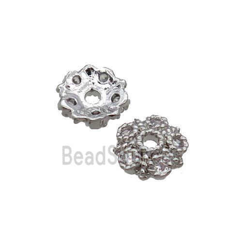 Copper Beadscap Pave Zircon Platinum Plated