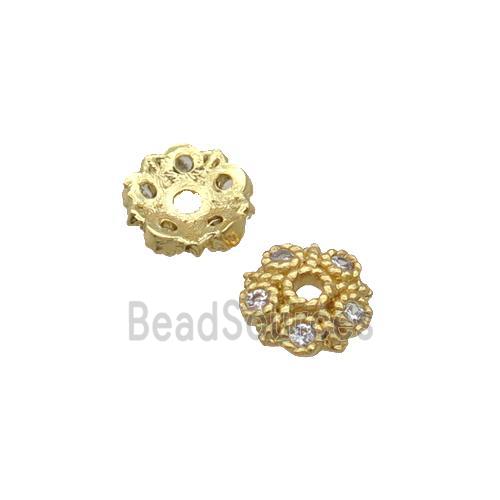 Copper Beadscap Pave Zircon Gold Plated