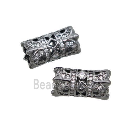 Copper Tube Beads Pave Zircon Black Plated