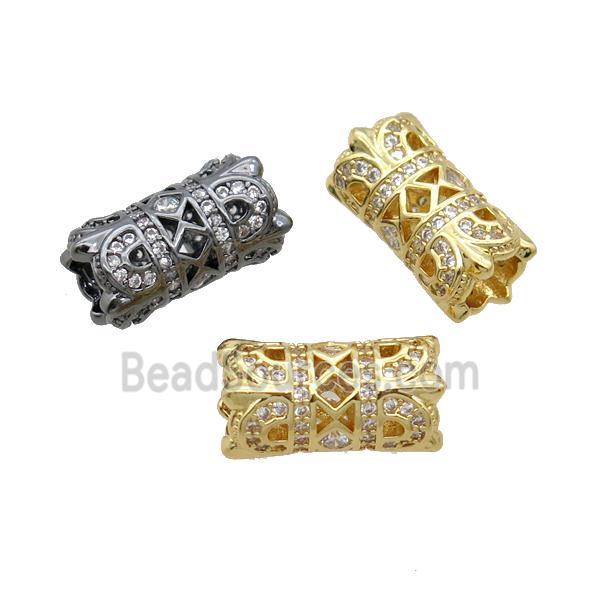 Copper Tube Beads Pave Zircon Mixed