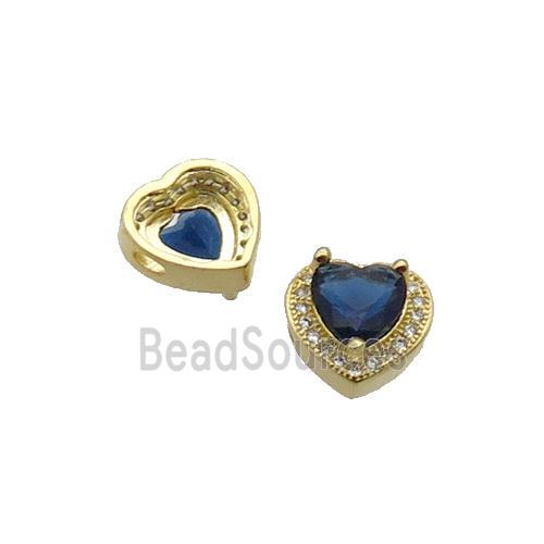 Copper Heart Beads Pave Zircon Gold Plated