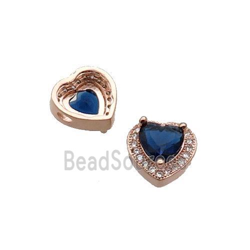 Copper Heart Beads Pave Zircon Rose Gold