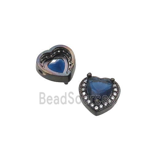 Copper Heart Beads Pave Zircon Black Plated