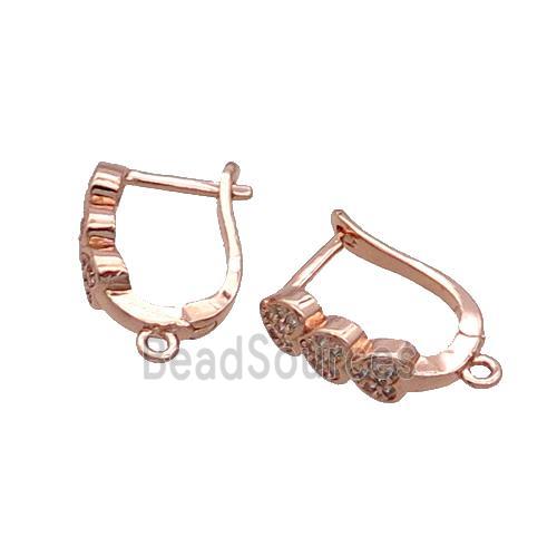 Copper Latchback Earring Pave Zircon With Loop Gold Plated