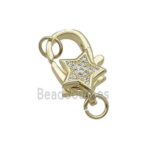 Copper Lobster Clasp Pave Zircon Gold Plated