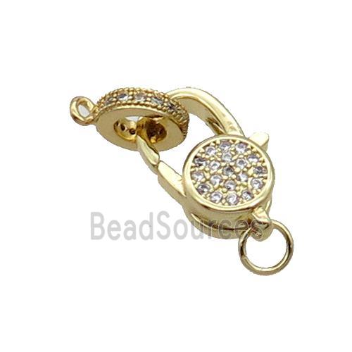 Copper Lobster Clasp Pave Zircon Gold Plated