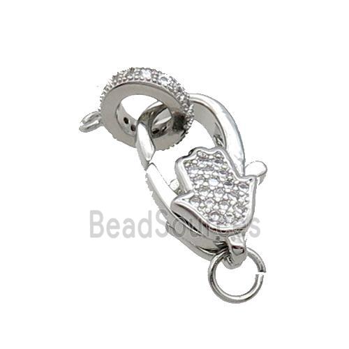 Copper Lobster Clasp Pave Zircon Platinum Plated