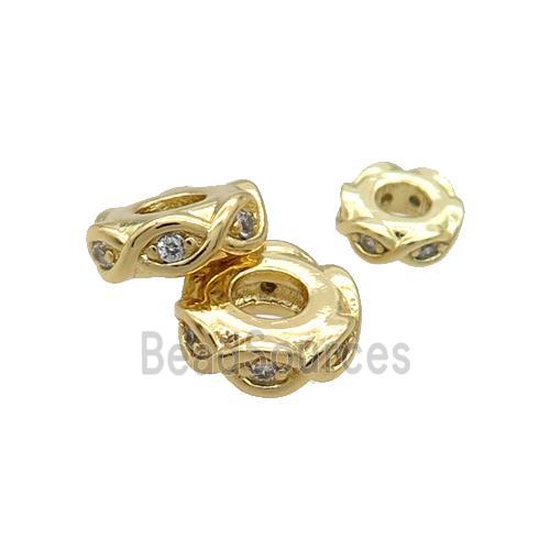 Copper Heishi Spacer Beads Pave Zircon Gold Plated