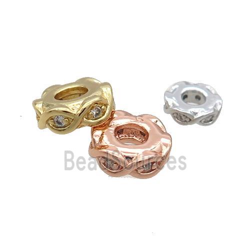 Copper Heishi Spacer Beads Pave Zircon Mixed