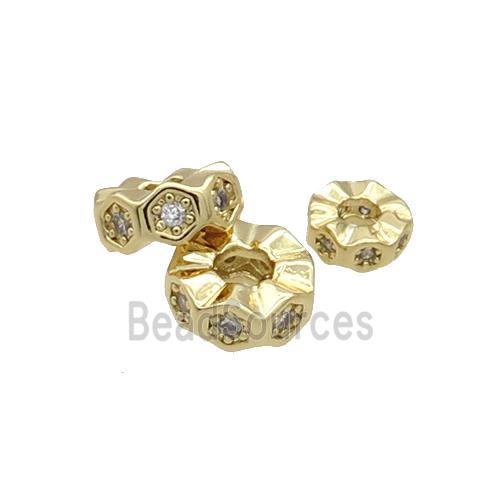 Copper Heishi Spacer Beads Pave Zircon Gold Plated