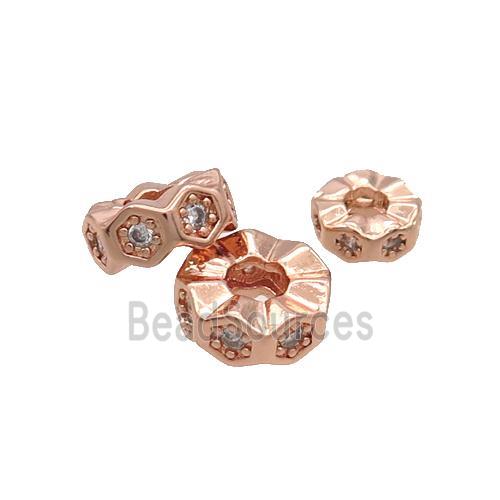 Copper Heishi Spacer Beads Pave Zircon Rose Gold