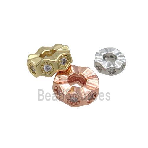 Copper Heishi Spacer Beads Pave Zircon Mixed