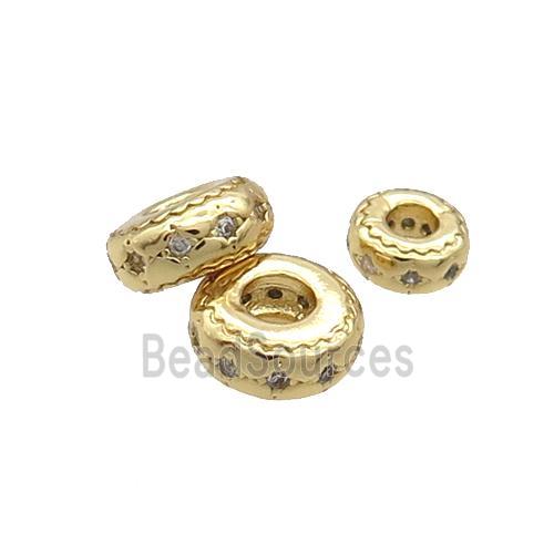 Copper Rondelle Spacer Beads Pave Zircon Gold Plated