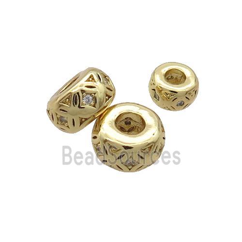 Copper Rondelle Spacer Beads Pave Zircon Gold Plated