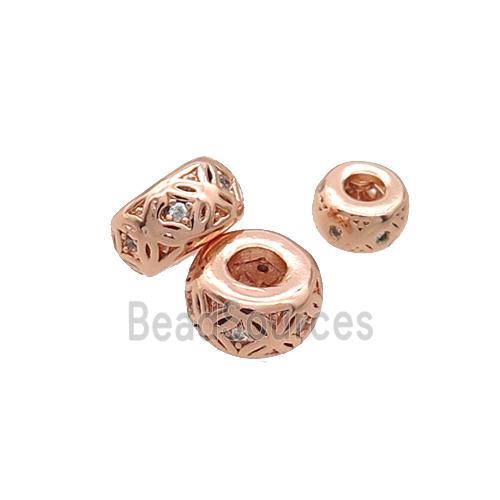 Copper Rondelle Spacer Beads Pave Zircon Rose Gold