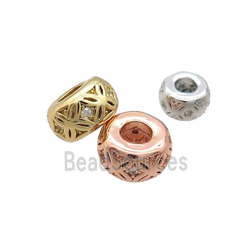 Copper Rondelle Spacer Beads Pave Zircon Mixed