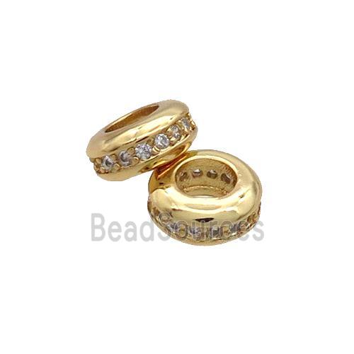 Copper Rondelle Spacer Beads Pave Zircon Gold Plated