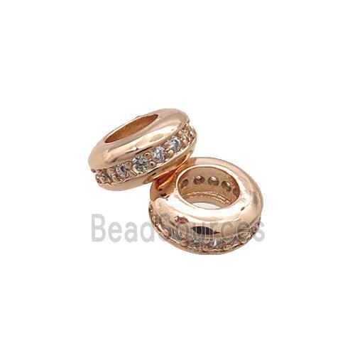 Copper Rondelle Spacer Beads Pave Zircon Rose Gold