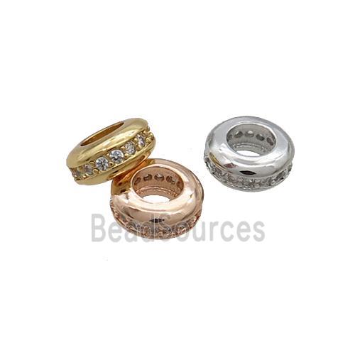 Copper Rondelle Spacer Beads Pave Zircon Mixed