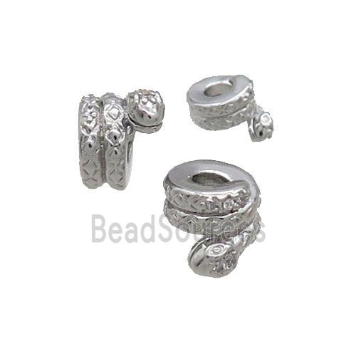 Copper Snake Beads Pave Zircon Platinum Plated