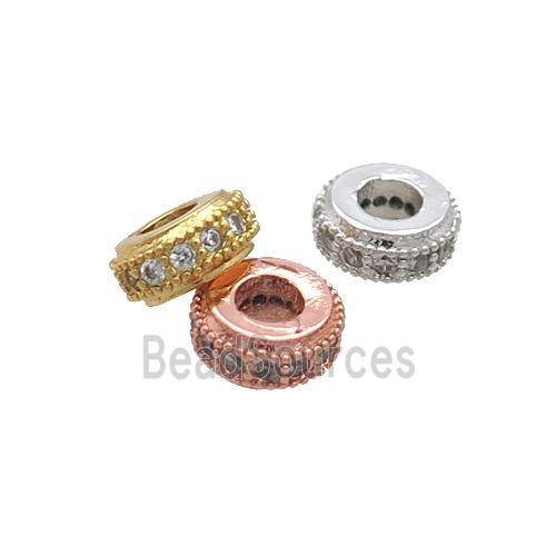 Copper Rondelle Spacer Beads Pave Zircon Mixed