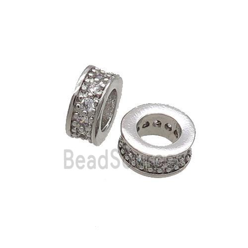 Copper Heishi Spacer Beads Pave Zircon Platinum Plated