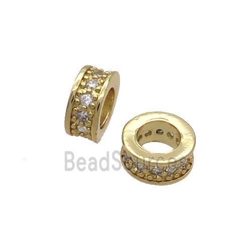 Copper Heishi Spacer Beads Pave Zircon Gold Plated