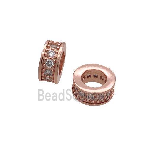 Copper Heishi Spacer Beads Pave Zircon Rose Gold