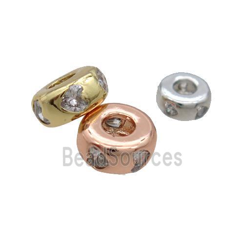 Copper Rondelle Spacer Beads Pave Zircon Mixed