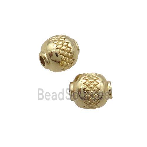 Copper Round Beads Large Hole Gold Plated