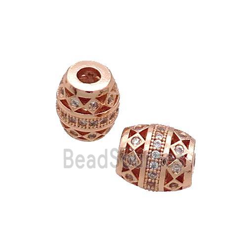 Copper Barrel Beads Pave Zircon Rose Gold