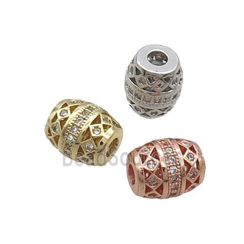 Copper Barrel Beads Pave Zircon Mixed