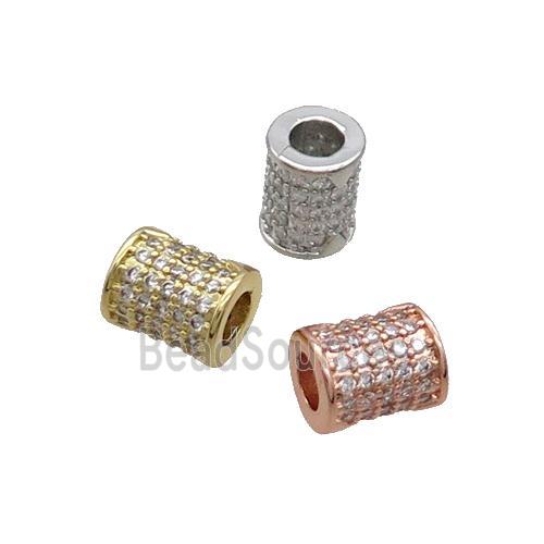 Copper Tube Beads Pave Zircon Large Hole Mixed