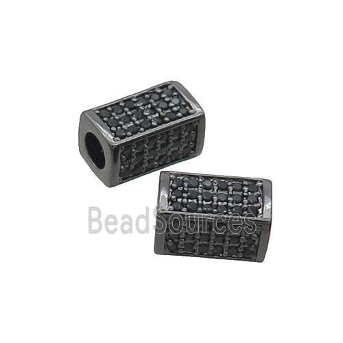 Copper Cuboid Beads Pave Black Zircon Large Hole Black Plated