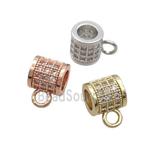 Copper Hanger Bail Pave Zircon Large Hole Mixed