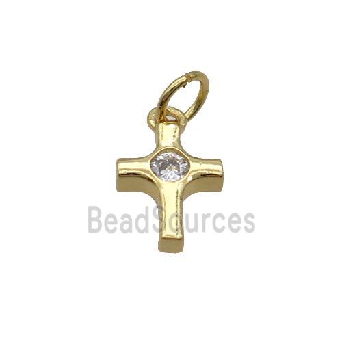 Copper Cross Pendant Pave Zircon Gold Plated