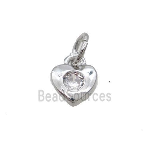 Copper Heart Pendant Pave Zircon Platinum Plated