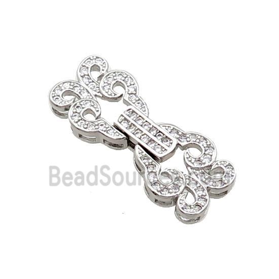 Copper Clasp Pave Zircon Platinum Plated