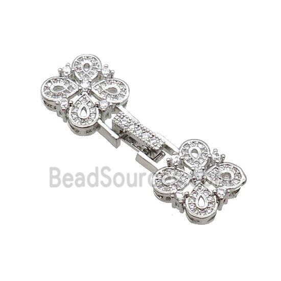 Copper Clasp Pave Zircon Platinum Plated