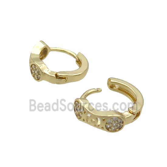 Copper Latchback Earring Pave Zircon Gold Plated