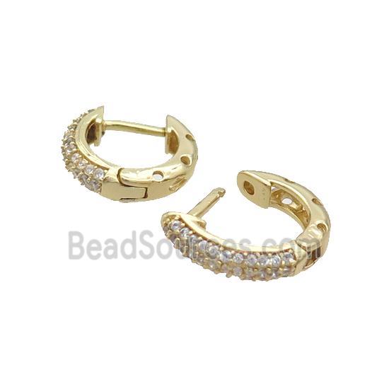 Copper Latchback Earring Pave Zircon Gold Plated