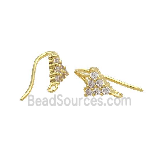 Copper Hook Earring Pave Zircon Gold Plated