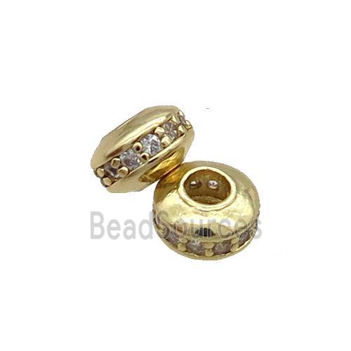 Copper Rondelle Beads Pave Zircon Gold Plated