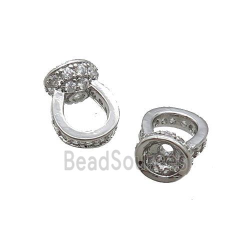 Copper Bail Pave Zircon Platinum Plated