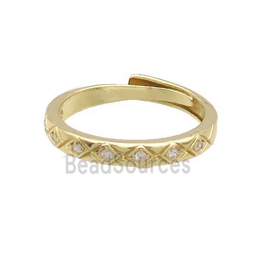 Copper Ring Pave Zircon Gold Plated Adjustable