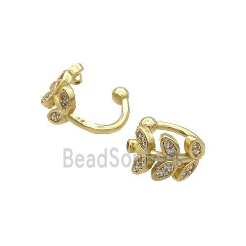 Copper Clip Earring Pave Zircon Gold Plated